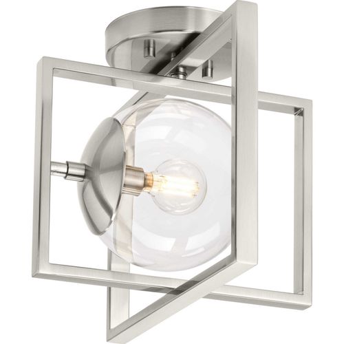 Brushed Nickel One Light Semi-Flush Mount from the Atwell Collection