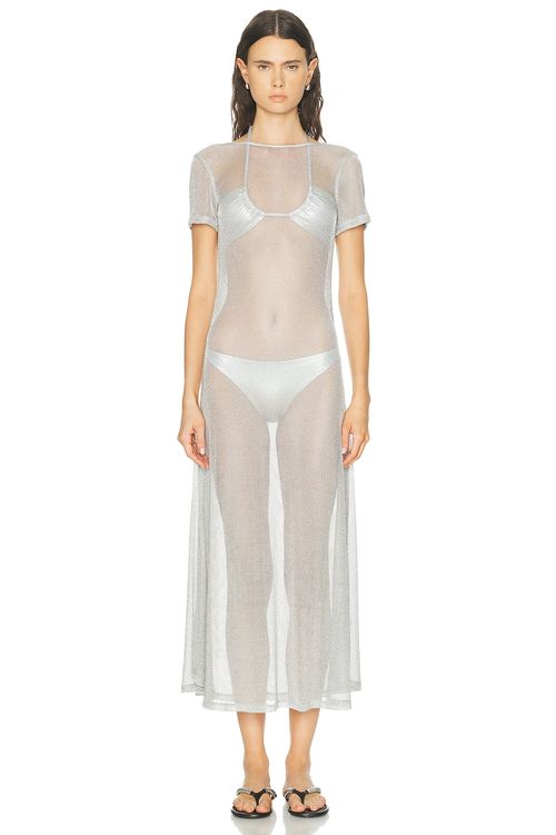 Staud Le Havre Dress in Silver - Metallic Silver. XS also in S