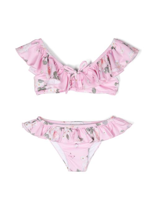 Floral-print ruffled bikini - Pink