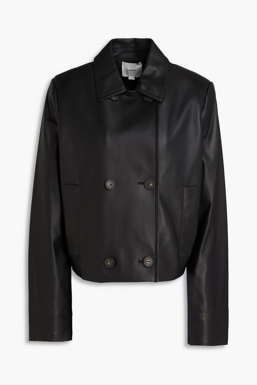 Double-breasted leather jacket - Black - L