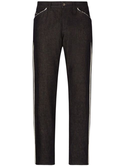 Piped Straight-leg Jeans