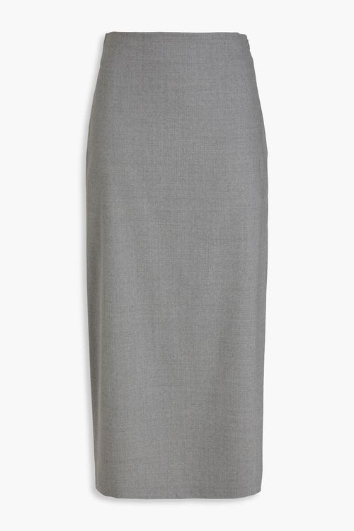 Wool-blend twill midi skirt - Gray - FR 42
