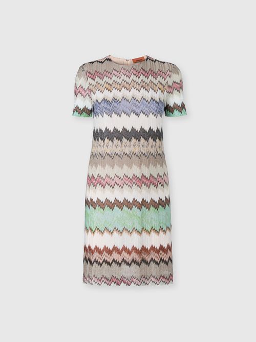 Missoni - Short-Sleeve Viscose Lamé Mini Dress, Women, Multicoloured