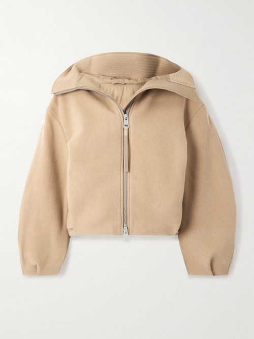 Chilliwack Cropped Hooded Wool-blend Felt Bomber Jacket - Brown