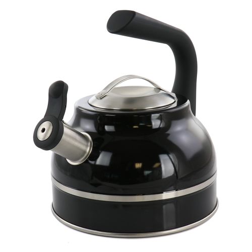 2.3 Quart Stainless Steel Whistling Tea Kettle in Black