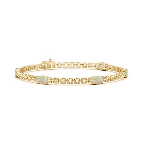 Angara 1.4 Carats Five Stone Oval Opal Station Link Bracelet in 14K Yellow Gold