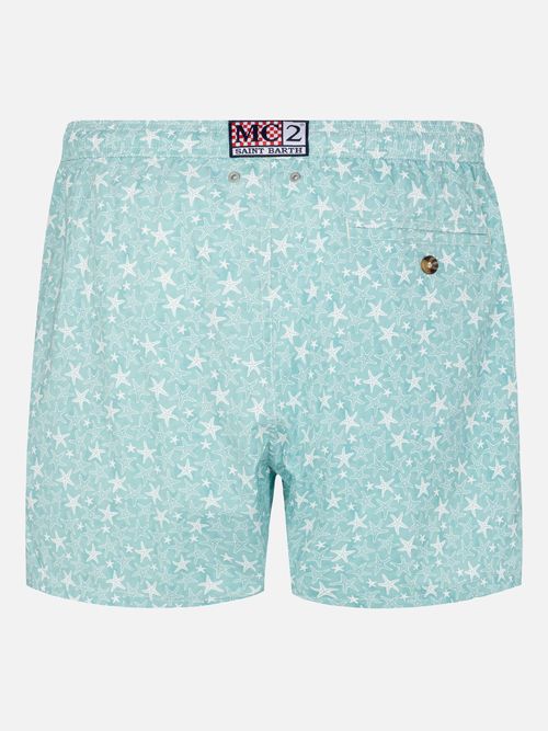 Comfort Light Swim Shorts With Tropical Shell Print Green Swimshort - Men