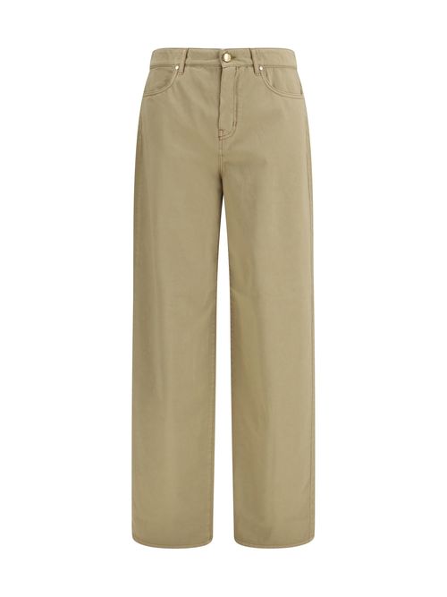 Cotton Satin Baggy Trousers — Beige