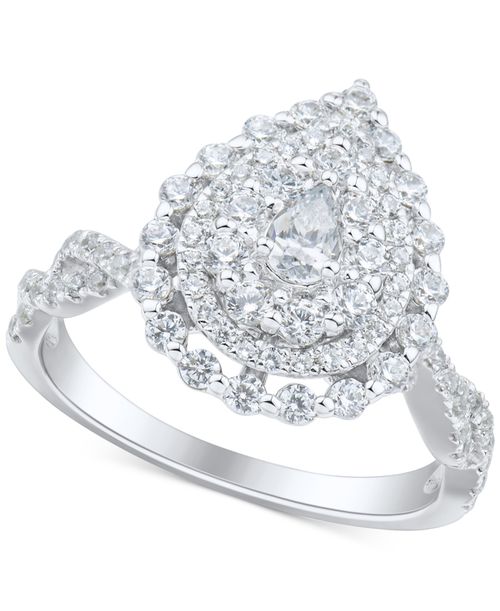 Diamond Pear Halo Engagement Ring (1 ct. t.w.) in 14K White Gold - White Gold