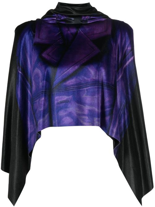 Abstract-print draped top - Purple