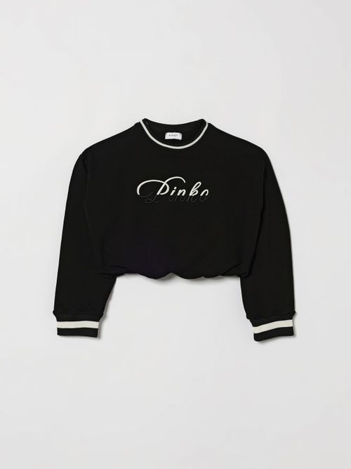 Girl's Cropped Jersey Jumper with Contrast Logo Print