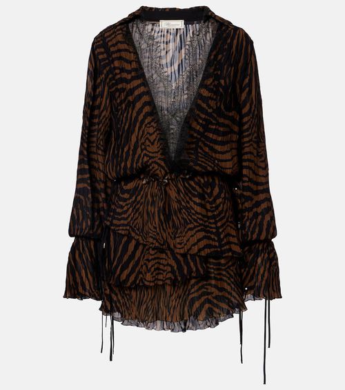 Zebra-print chiffon mini dress