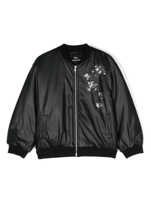 Sequin-embellished bomber jacket - Black
