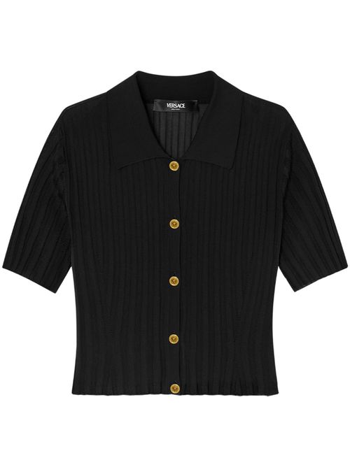 Button-up knitted shirt - Black