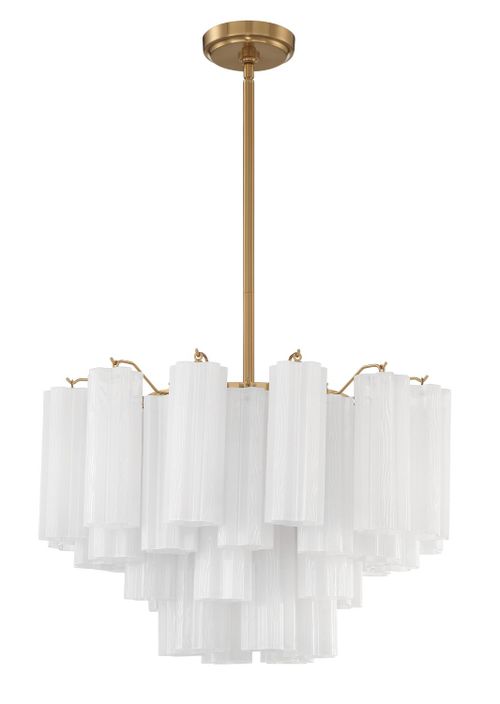 Aged Brass Nine Light Chandelier from the Addis Collection
