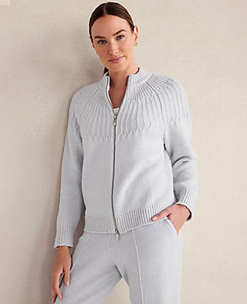 Ann Taylor Haven Well Within Organic Cotton Blend Fair Isle Stitch Bomber