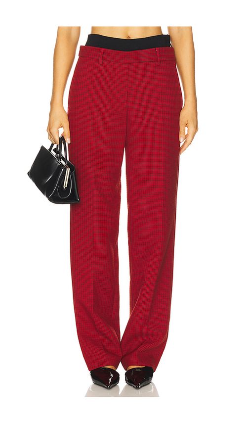 MSGM Techno Micro Check Pant in Red. 40. Also