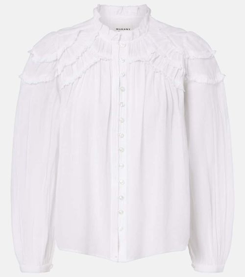 Christa ruffled cotton-blend blouse