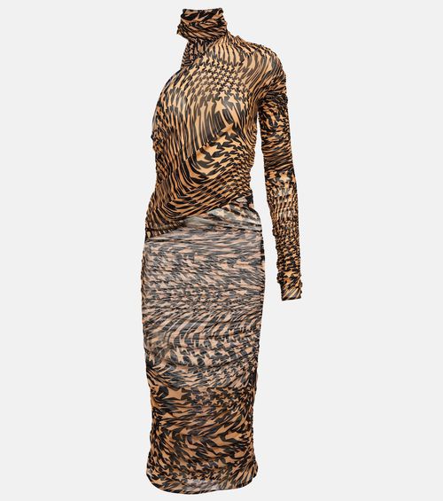 Printed cutout mesh minidress
