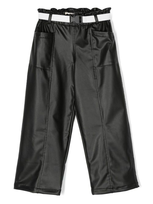 Faux-leather straight-leg trousers - Black