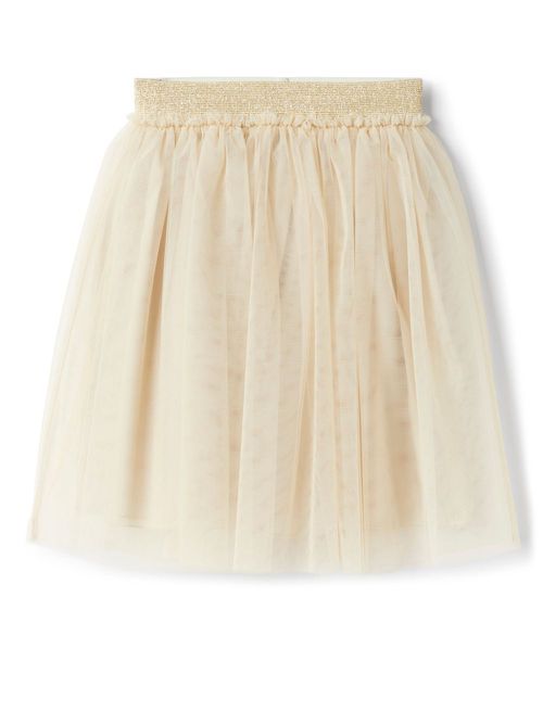 Glitter-waistband tulle skirt - Neutrals