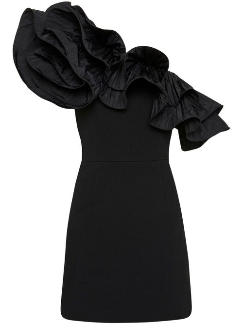 Eva one-shoulder ruffled minidress - Black