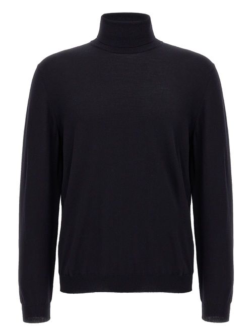 Turtleneck cuffed-sleeve sweater - Blue