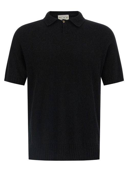 Spongy Cotton Blend Polo Shirt — Black