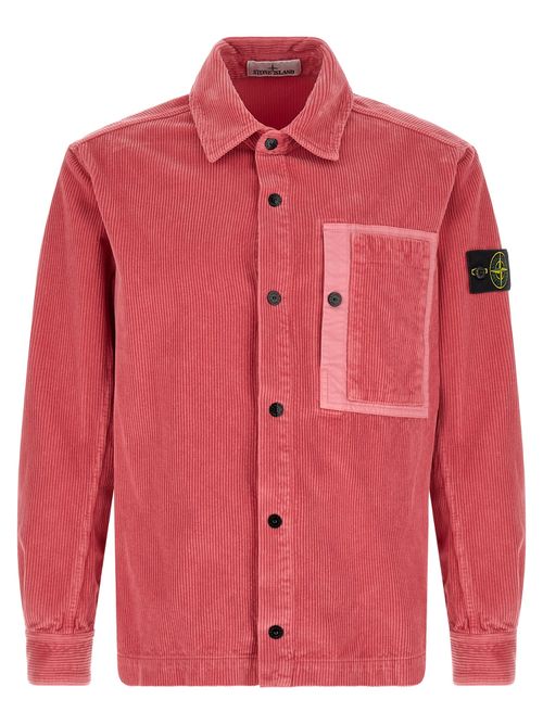 Garment-Dyed Cotton Corduroy Overshirt — Pink