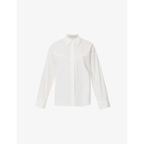 Womens Ivory Arlo Yoke-embellished Cotton Shirt 10