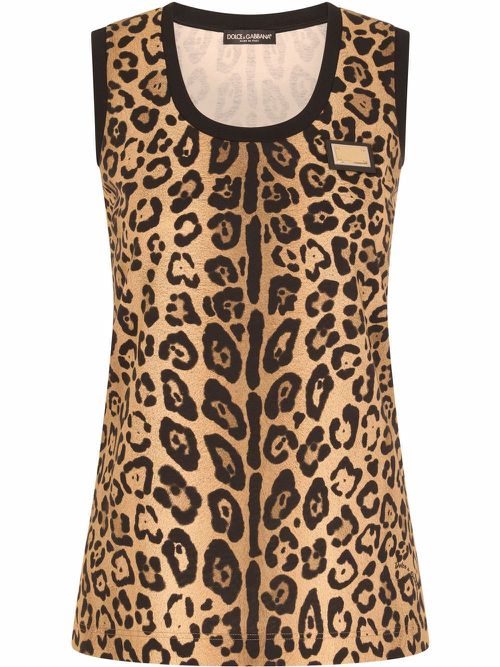 Leopard-print tank top - Brown