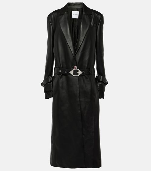 Belted leather coat