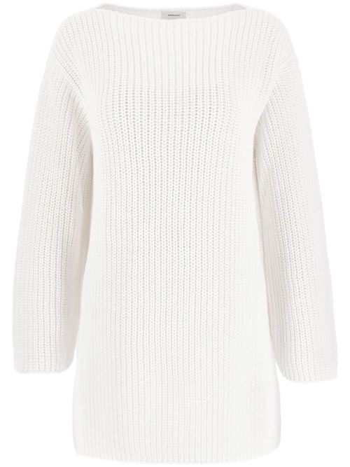Side-slit ribbed-knit jumper - White