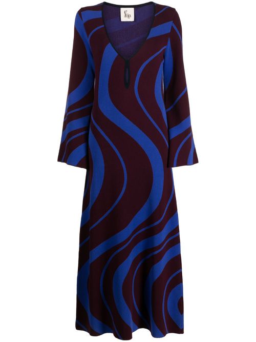 Patterned-jacquard maxi dress - Red