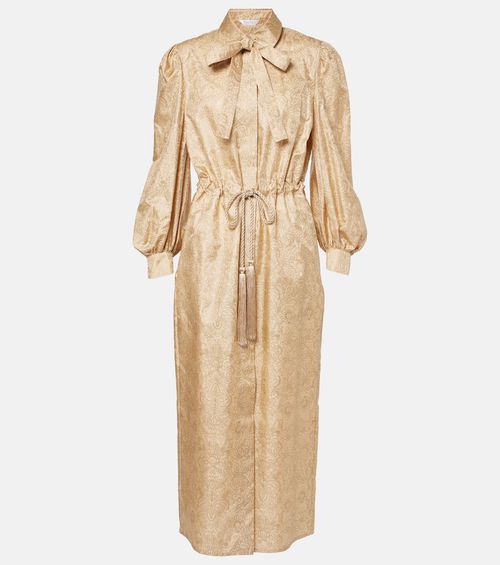 Ape belted silk twill maxi dress