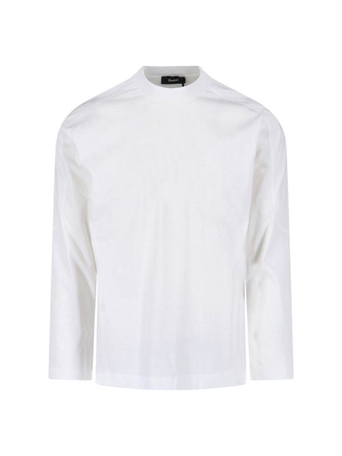 Light & Natural Cotton T-Shirt with Knit-Edge Detail and Embroidery