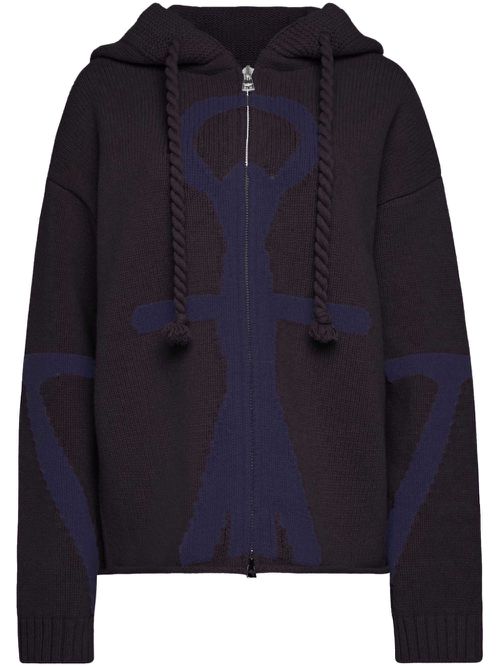 Anchor-intarsia hoodie - Black