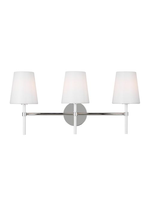 Visual Comfort Studio Monroe 3-Light Bathroom Vanity Light in Polished Nickel And Gloss White by Kate Spade New York