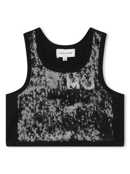 Sequin-embellished tank top - Black