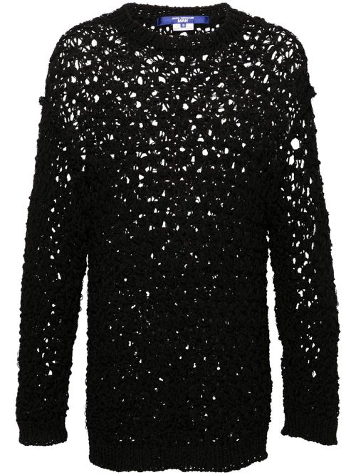 Open-knit linen-blend jumper - Black
