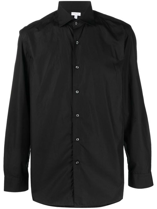 Long-sleeve classic cotton shirt - Black