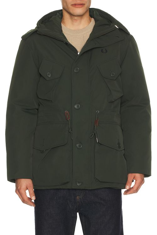 Fred Perry Patch Pocket Puffer Jacket in Court Green - Dark Green. S also in XL/1X