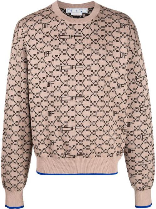 All-over monogram crew neck jumper