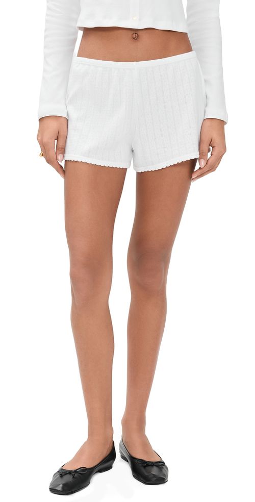 Pointelle Boxer Shorts White 