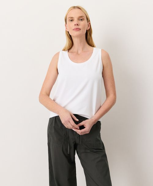 Women's White Luxe Essential Scoop Neck Tank