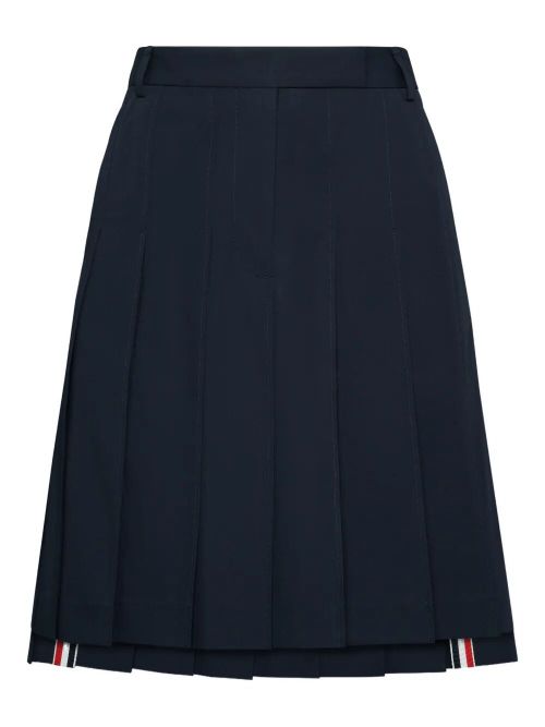 Pleated Wool Midi Skirt