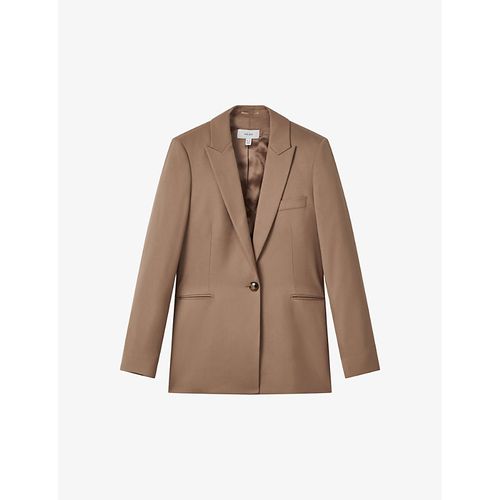 Womens Mink Neutral Wren Single-breasted Woven Blazer 12