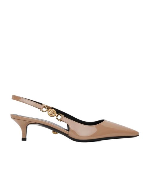 Logo-plaque leather pumps