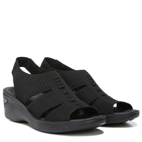 Women's Double Up Slingback Wedge Sandals (Black Knit)