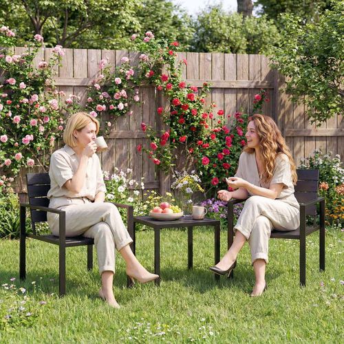 Outsunny 3 Pieces Garden Bistro Set For 2, Outdoor Bistro Table And Chairs In Black